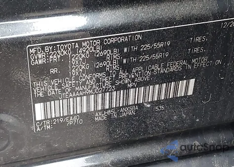 2021 Toyota Venza Limited из США, поврежденный, VIN JTEAAAAH9MJ027723